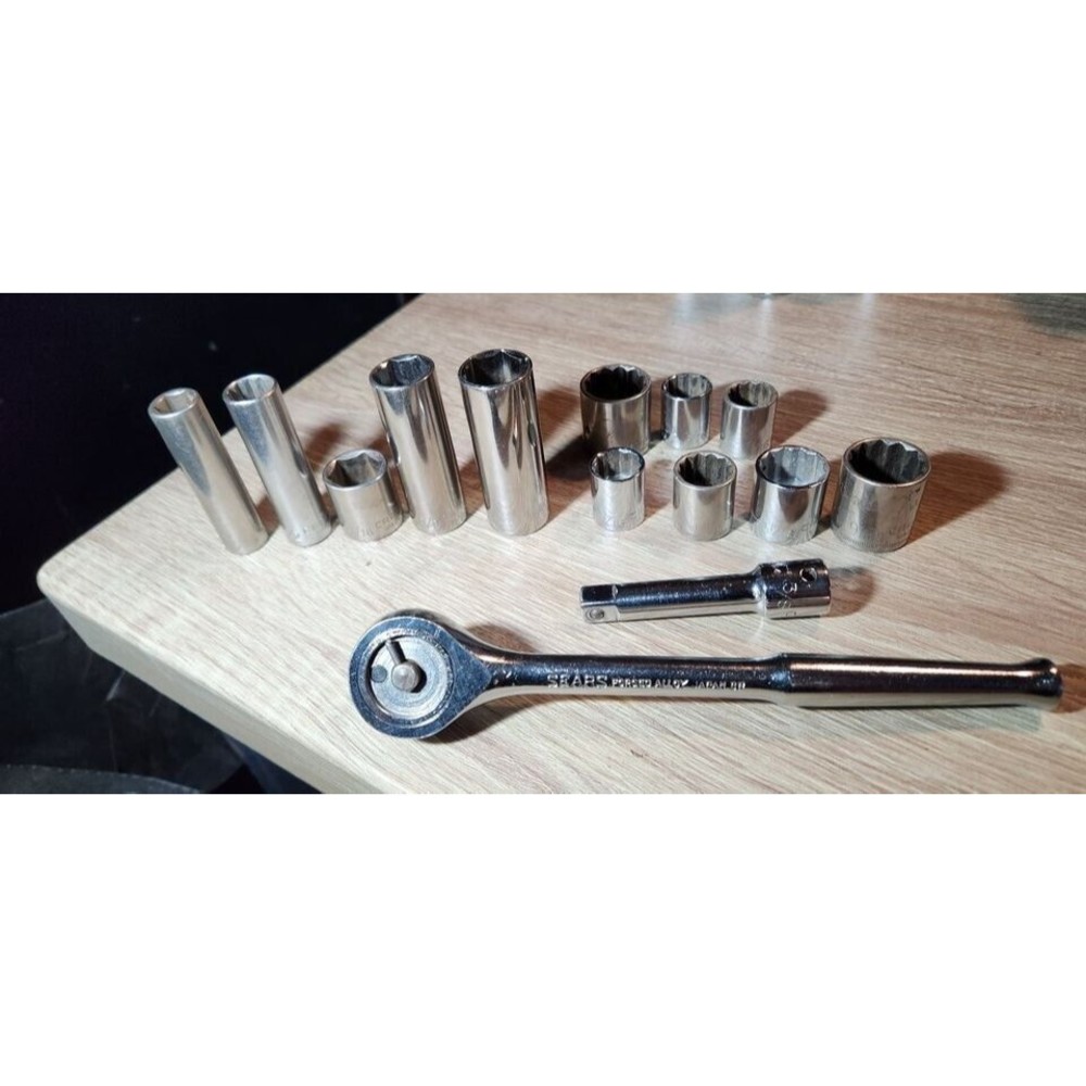 VINTAGE Craftsman 3/8 Lot of 15 Pieces! (14 sockets 1 ratchet)